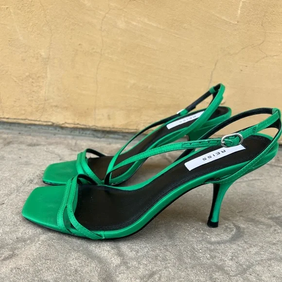 Reiss Bali Emerald Green Midi Heels Strappy Sandals size EU 38 - Picture 8 of 16